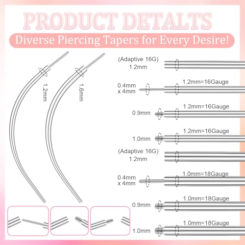 Threlaco Piercing Taper Ball Grabber Tool for Changing Jewelry 18G-Flat Back Earrings Applicator Tool, Body Piercing Kit for Ear Nose Lip