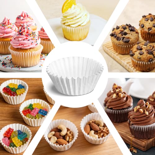 LotFancy 500Pcs Mini Cupcake Liners for Baking, White Mini Muffin Liners - color: White