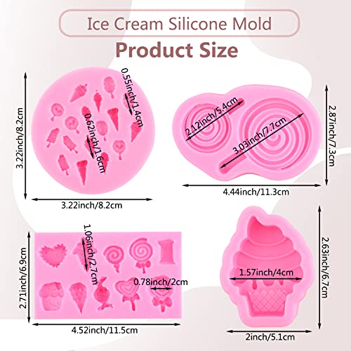Ice Cream Silicone Molds Candyland Fondant Molds Set Of 4 - color: Style B