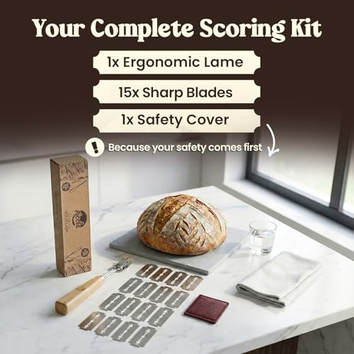 RICCLE Bread Lame, Sourdough Scoring Tool, Bread Scoring Tool, 10-Blade Set (Beige) - color: Beige