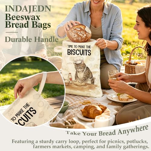 Tabby Cat Baking Gifts Beeswax Bread Bags 2 Pack XL 13x17in - color: Cat Baking 03