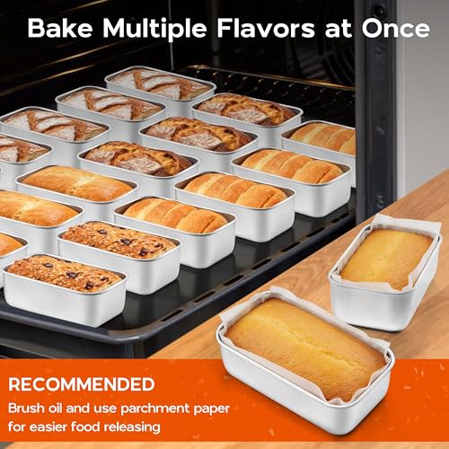 Onader 6¼ x 3⅝ Inch Bread Loaf Pan Set of 4, Stainless Steel Mini Loaf Pan - size: Small