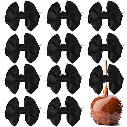 AIMUDI Black Satin Ribbon Twist Tie Bows for Treat Bags - 3.5" Black Bows for Crafts, Gift Wrapping & Wedding Favors - 24 Counts - color: Black