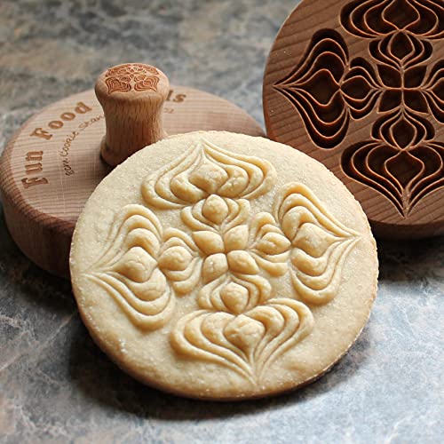 Large Wood Cookie Stamp, 3.1 inch (Lotus Buds CS8-001) - color: Lotus Buds CS8-001