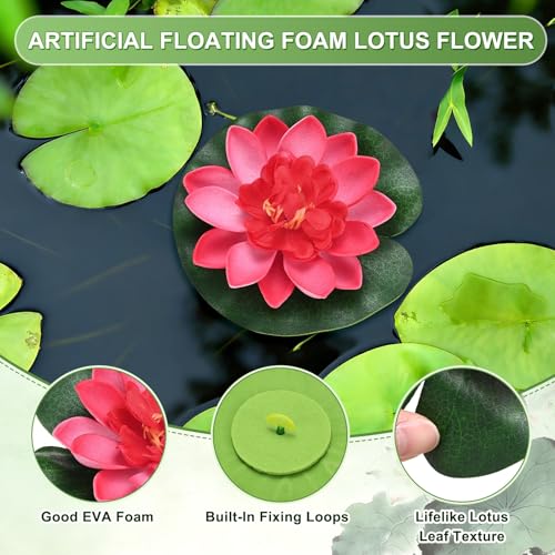 M METERXITY 1-Set Artificial Floating Foam Lotus Flower 4 inch, Pink - color: Pink, size: 3.9 Inch