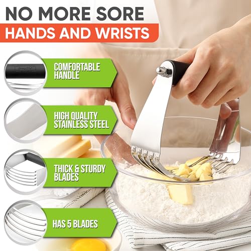 Spring Chef Large Dough Blender For Baking - Durable Pastry Blender - Black - color: Black, size: 4" Large