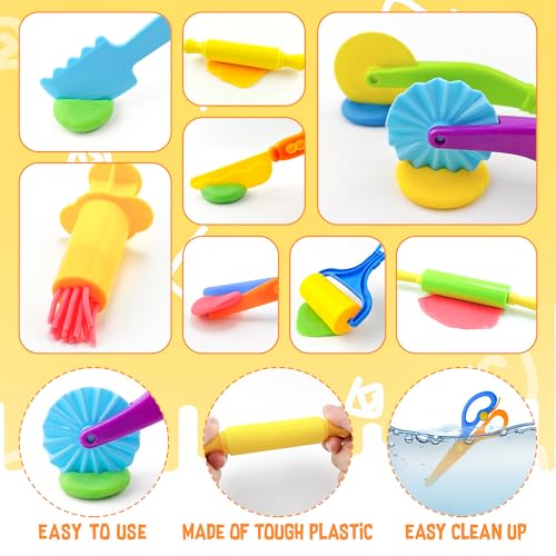 Dough Play Tools for Kids,84pcs Basic Dough Play Toys Includes Cutters,Roller,Rolling Pins,Safety Scissors,Plastic Knife,Fruit Vegetable Molds,Kitchen Tools - style: 84pcs