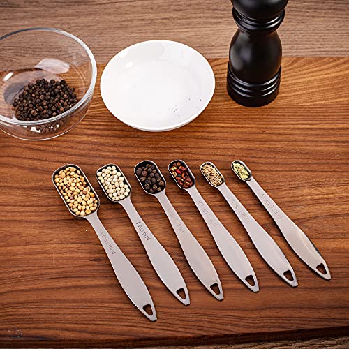 6-Piece 18/8 Stainless Steel Measuring Spoons Set, Dark Gray - color: Dark Gray, size: 6 Piece