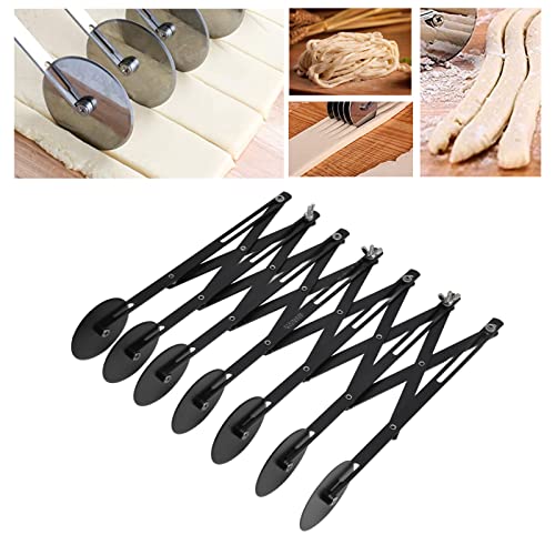 Pastry Roller Cutter, Stainless Steel Dough Cutter with Adjustable Wheel and Locking Knob, Multi Wheel Pastry Knife for Pizza Pasta Cookies (7 rounds) - size: 7 rounds