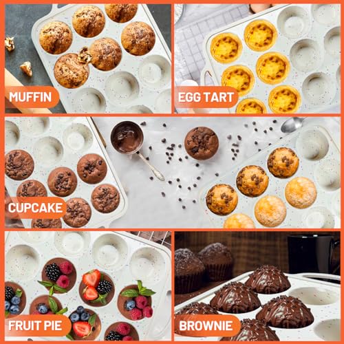 Vinino 2Pack Silicone Muffin Pan for Baking with Metal Reinforced Frame, 12 Cup Regular Size Cupcake Pan, BPA Free Silicone Muffin Tray, Cupcake Baking Pan Bite Molds for Oven Dishwasher Safe - size: Standard