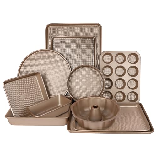 David Burke 17"/15" Cookie Sheets – Carbon Steel, PFTE & PFOA Free, Oven Safe, Non-Toxic, Perfect for Baking and Roasting – Bronze (2-Pack) - color: Bronze, size: 17"/15" Cookie Sheets (2-Pack)