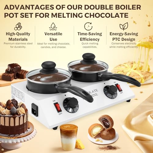 80W Electric Chocolate Melting Pot - size: Double Melter