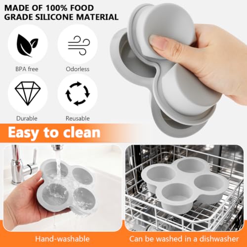 2 Pack Silicone Egg Bite Molds, with 1 Spatula & 1 Brush - color: Gray