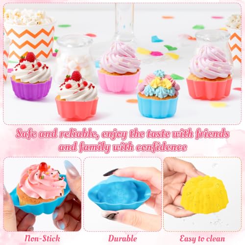 R HORSE Mini Silicone Cupcake Molds, Multi Flower-Shaped Baking Cups - color: Rose
