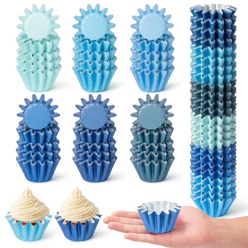 Blue Mini Size Cupcake Liners, Bulk Grease Resistant Baking Cups - color: Blue