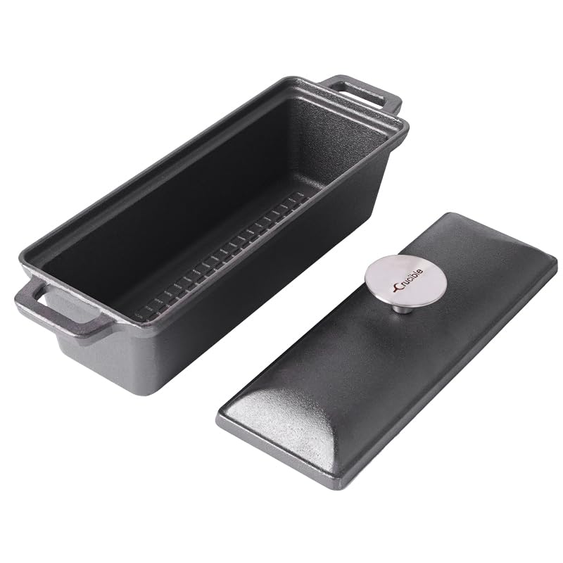 Crucible Cookware Cast Iron Bread Pan with Lid - Pre-Seasoned - Oven Safe Form for Baking and Cooking - Loaf Pan - color: Cast Iron