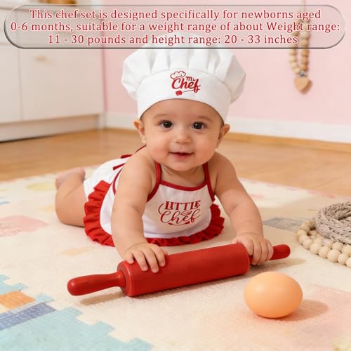 4 Pack Newborn Chef Outfit Photography Props 0-6 Months - color: Red