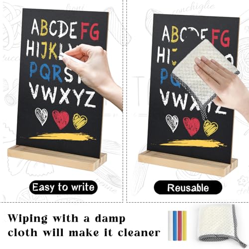 2 Packs Chalkboard 8 x 12 Inch Tabletop Double-Sided Message Board With Wood Base for Kitchen, Wedding, Bar and Restaurant, Black - color: Black-2, size: 8"W x 12"H