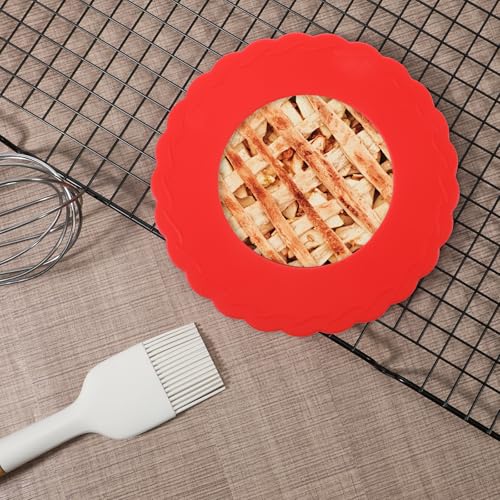 4 Pcs Mini Pie Crust Shields, Pie Crust Protector for Edges Baking Silicone Crusts Shield for 4 to 6 in (Red)