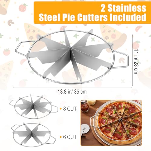 2 Pieces Stainless Steel Pie Cutter And Cake Slicer Set, 8-Cut And 6-Cut Round Divider With Side Handles For Even Slices, Rust Proof For Commercial Home Baking