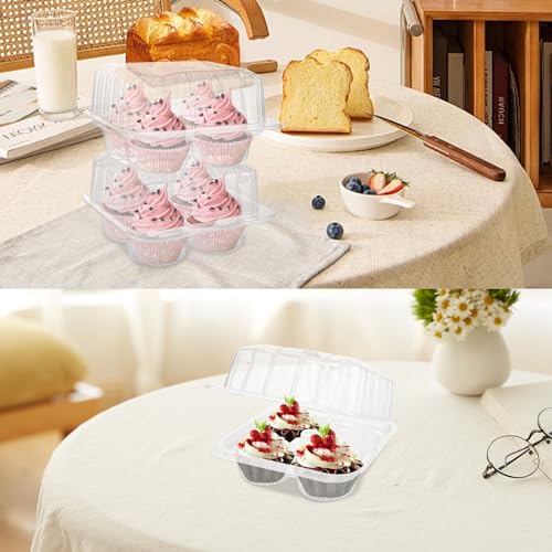50PCS Cupcake Containers 4 Count, 3.7 inch Deep