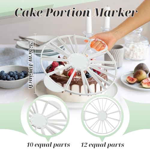 Cake Portion Marker, Double Sided 10 or 12 Slices Cake Cutter Marker for Even Slices, White - color: White