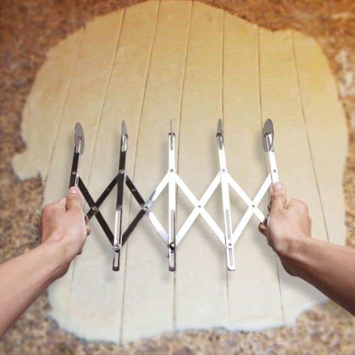 TrueCraftware- 5-Wheel Stainless Steel Adjustable Dough Divider- Pastry Cutter Bakeware Stainless Pizza Slicer Round Dough Cutter Roller Cookie Pastry Knife Divider - size: 5 Wheel