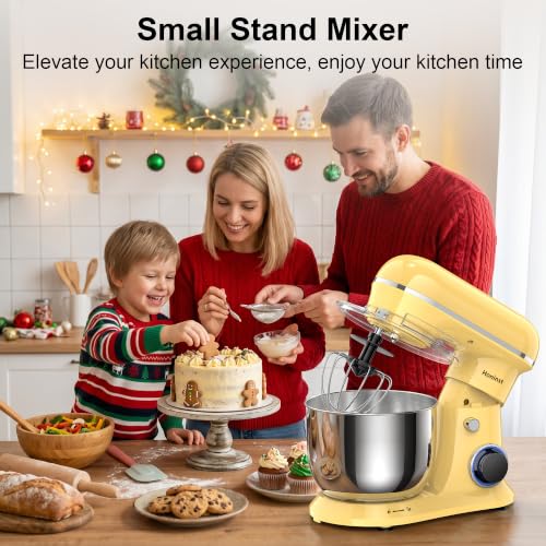 Honinst 4QT Electric Stand Mixer, 10-Speed Tilt-Head Compact Kitchen Mixer - color: Light Gold