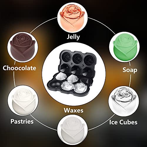 Silicone Ice Cube Tray with Lids, 2" Large Rose Ice Ball