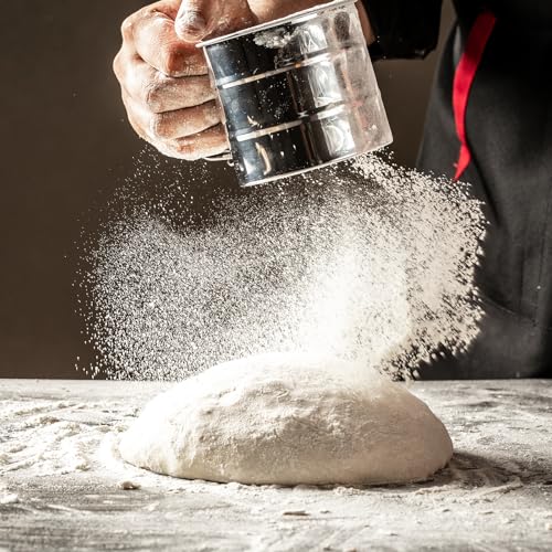 Omesata Flour Sifter 3 Cup for Baking, Crank Sifter Sieve Baker Dusting