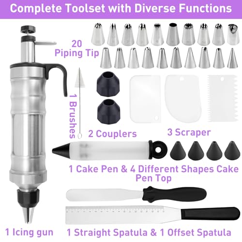 Frosting Piping Tips Kit, 34Pcs Stainless Steels Cake Decorating Tools