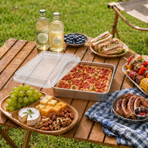 8x8 Stainless Steel Baking Pan with Lids Square Brownie Cake Pan Set of 3