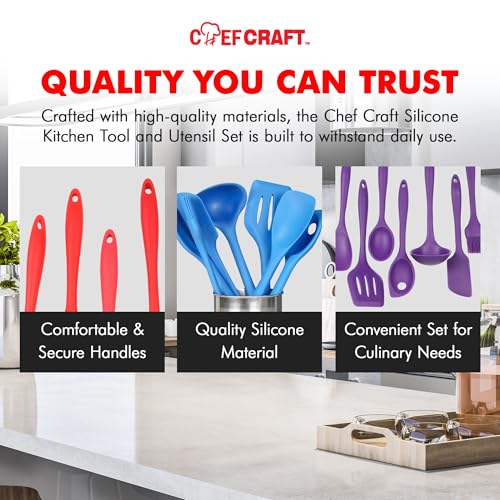 Chef Craft Premium Silicone Kitchen Tool and Utensil Set, 7 Piece, Green - color: Green, size: 7 Piece Set
