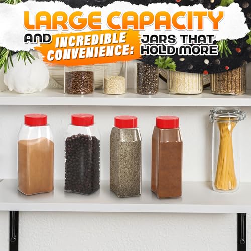 Reluen Large Seasoning Shaker 2 Pack, 32 Oz Red Lid Seasoning Containers - color: Red