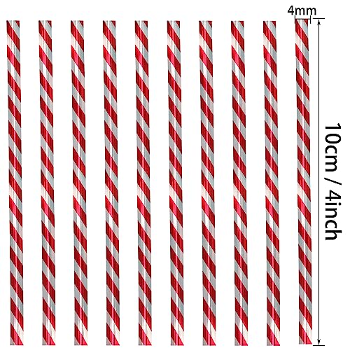 Mini Skater 4" Metallic Twist Ties Foil Bread Ties for Packaging Bakery Candy Goodies Cookies Gift Cellophane Treat Bags Christmas Wedding Party Favor Supplies,500Pcs (Red Stripe)