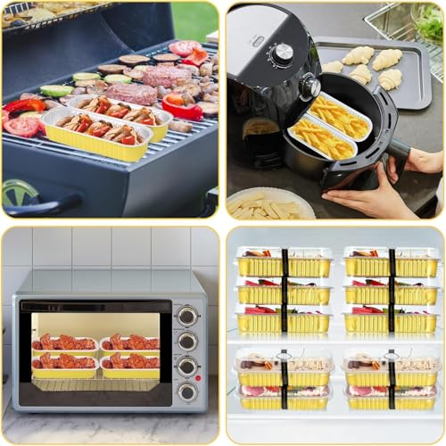 30 Pack Gold Mini Rectangular Aluminum Foil Loaf Pans with Lids 6.8oz, Spoons & Sealing Stickers Included - Perfect for Baking Mini Cakes, Parties & Gifting - color: Gold