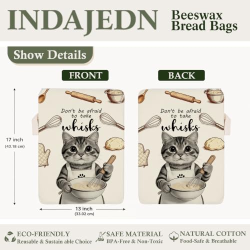 Funny Tabby Cat Baking Gifts Beeswax Bread Bags 2 Pack XL 13x17in - color: Cat Baking 02