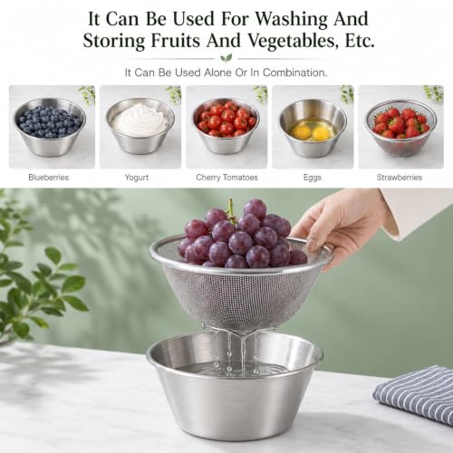 Berry Colander Bowl, 304 Stainless Steel Small Colander Strainer