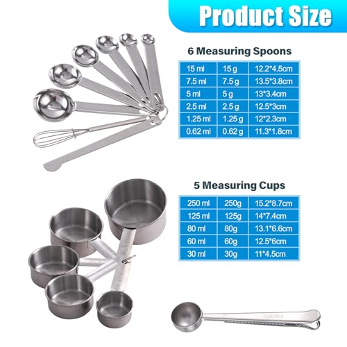 Unichild 14 Piece Stainless Steel Measuring Cups and Spoons Set