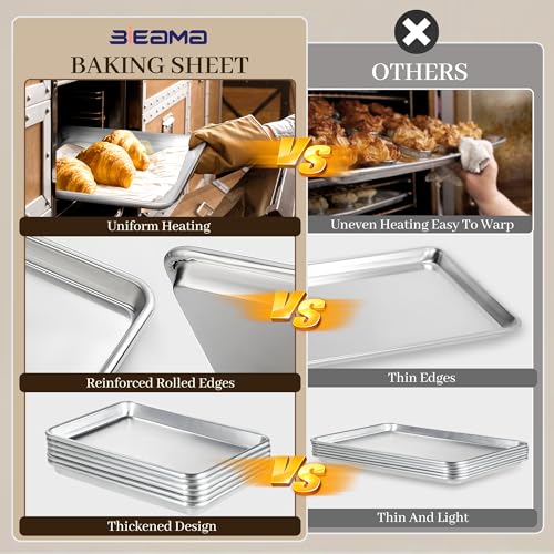 BIEAMA Aluminum Baking Sheet Pan Set of 4, 18" x 13"+ 13" × 10" - size: 4PACK 18"×13"+13"×10"