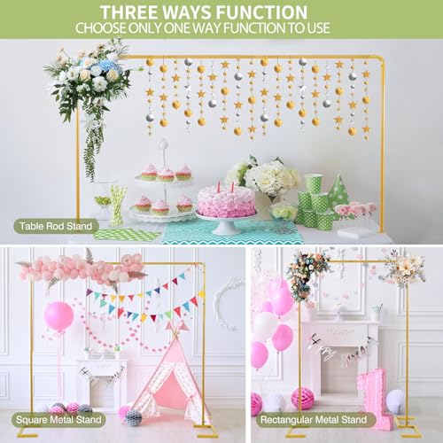 8.2FT x 8FT Square Backdrop Stand Heavy Duty Gold Wedding Arch with Clamps - color: Matte Gold