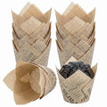 200 Pcs Newspaper Tulip Cupcake Liners for Baking, Natural Color - color: Natural Newspaper