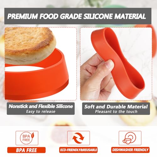 KOLUTI 6 Pack 3.15 Inch Nonstick Silicone English Muffin Rings, Durable Round Frying Egg Patty Omelette Cooker Mold, Circle Ring for Crumpet Pancake Pastry Cookie Baking, BPA Free and 3 Colors - color: 3COLOR-3.15