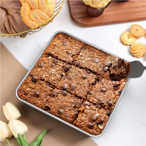 LIANYU 2 Pack 6 x 6 Inch Square Baking Cake Pan, Stainless Steel Cake Molds - size: 6'' x 6''