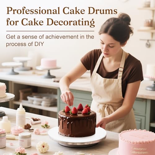 12 PCS Cake Boards 14 Inch Round, 14 Inch Cake Drums, 1/4" Thick Cake Drum, Cake Board Food Grade Cake Base, White Cake Cardboard Circles Bases para Pasteles for Wedding & Party & Pizza Desserts - size: 14 Inch