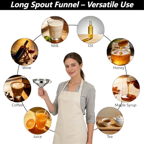 Stainless Steel Canning Funnel Set 2 Pack for Kitchen Use (Large Set)