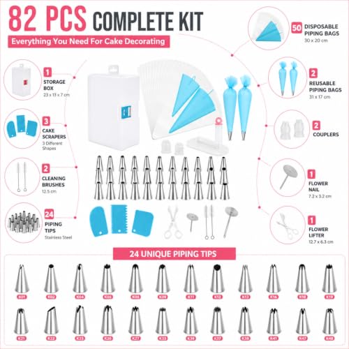 82 pcs Cake Decorating Kit,Baking Supplies Tools,