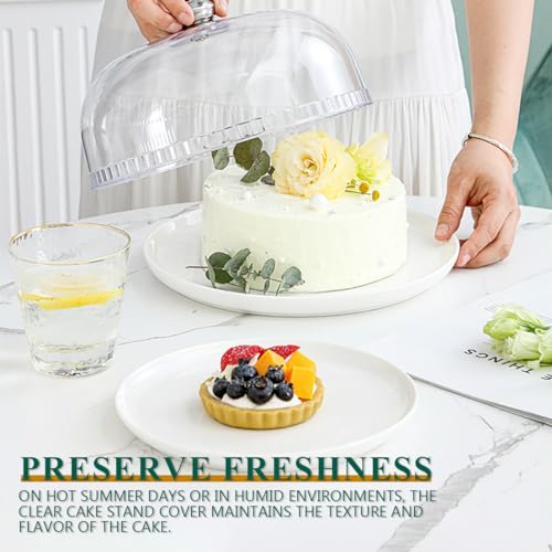 DOERDO 10Inch Cake Dome Cover Clear Cake Stand Cover Acrylic Round Cheese Cloche Dome for Dessert Display, 26.5x13.5cm
