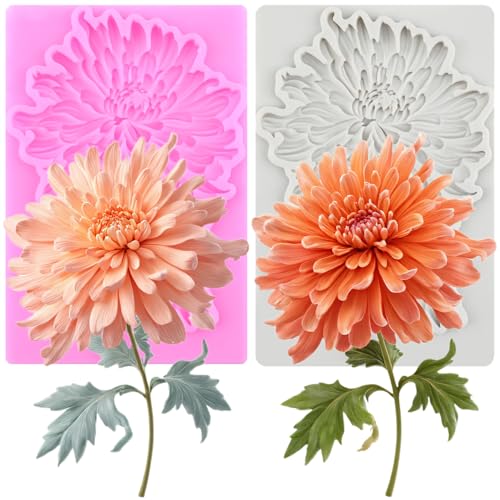 Chrysanthemum Flower Fondant Silicone Mold Set Of 2 - color: Style K