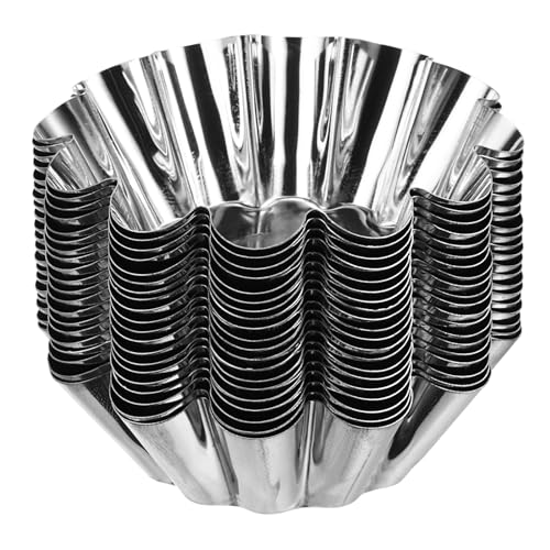 uxcell 20pcs Cupcake Mold, Stainless Steel Mini Cupcake Cake Pans Baking Tool for Cupcakes, Mini Cake, Desserts, Pudding, Flower Shape 2.8 x 0.8 inch